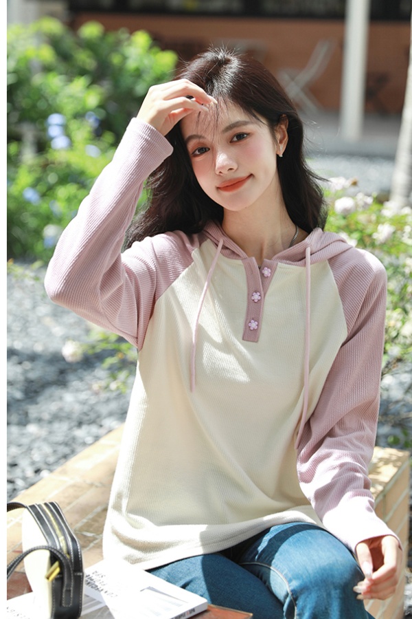 Hooded sweet hoodie Western style thin tops for women