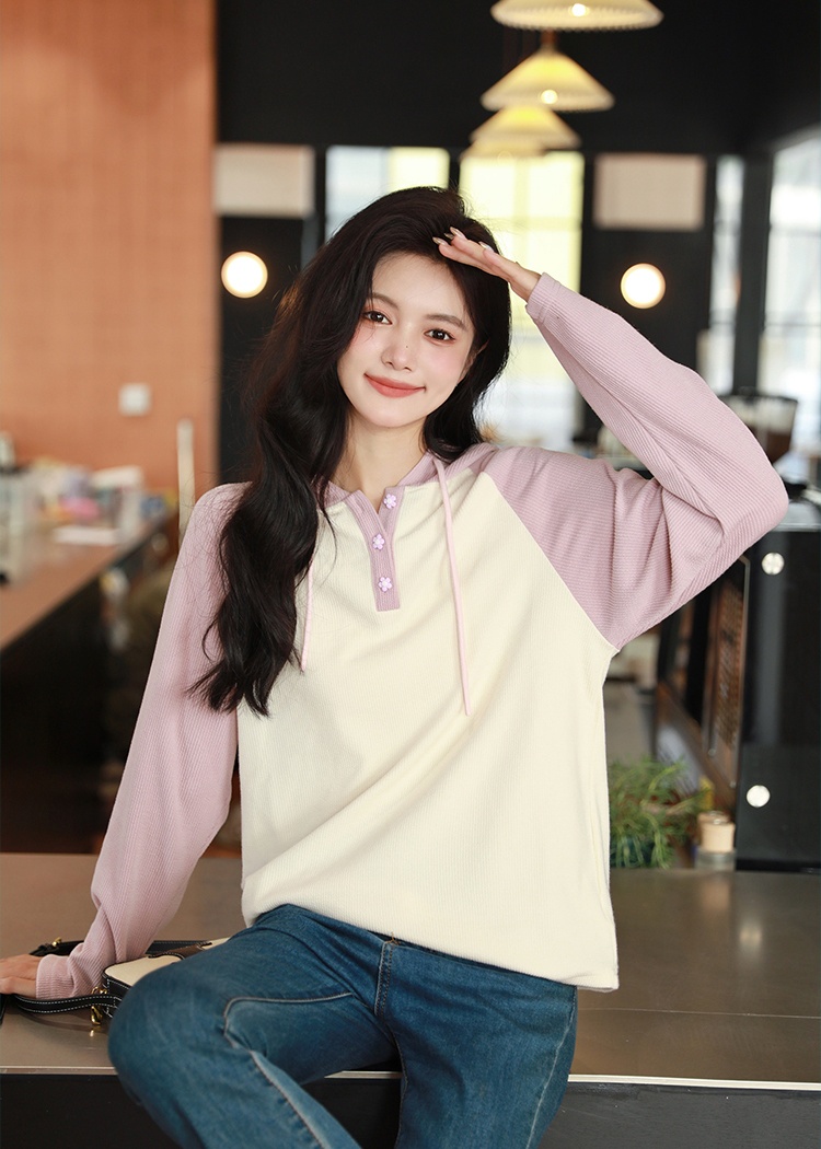 Hooded sweet hoodie Western style thin tops for women