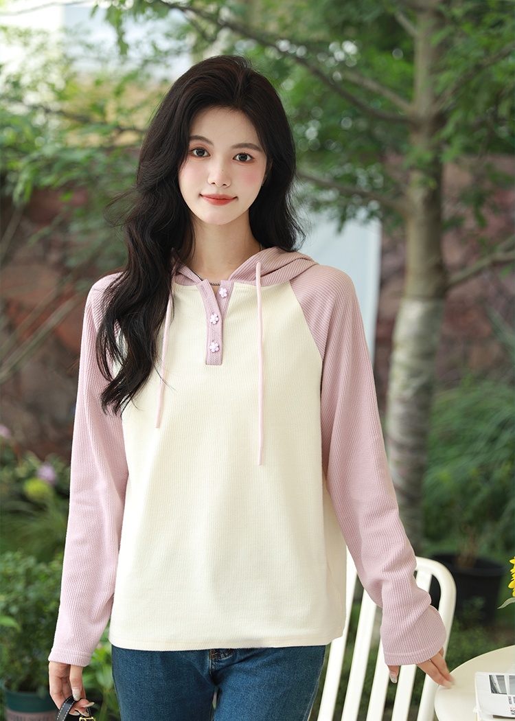 Hooded sweet hoodie Western style thin tops for women