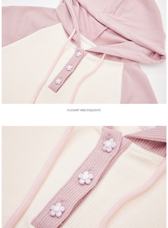 Hooded sweet hoodie Western style thin tops for women