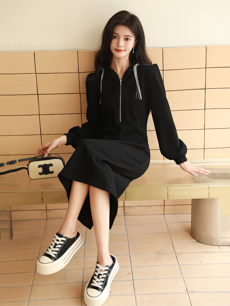 Autumn France style all-match Casual Hepburn style dress