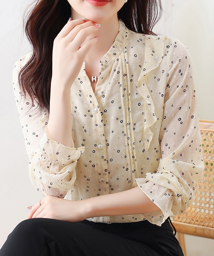 Chiffon show young tops autumn shirt for women
