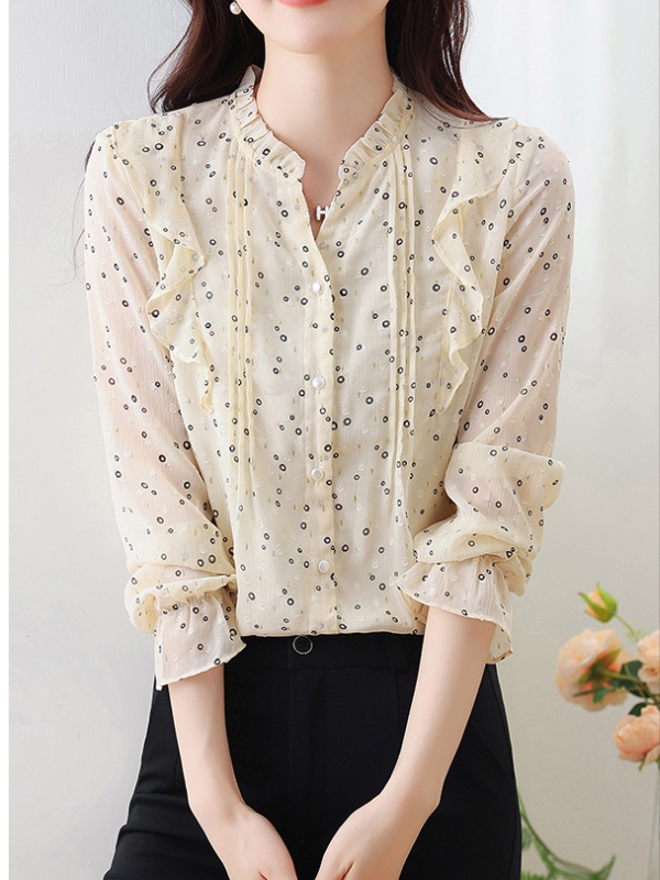Chiffon show young tops autumn shirt for women