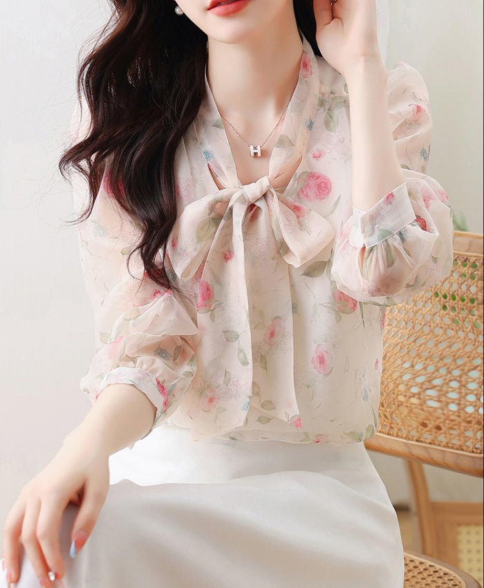 Spring and autumn tender tops puff sleeve shirt for women