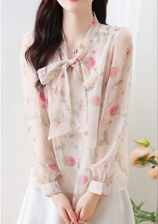 Spring and autumn tender tops puff sleeve shirt for women