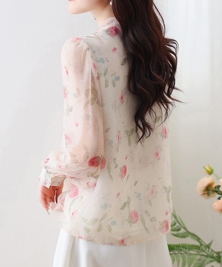 Spring and autumn tender tops puff sleeve shirt for women