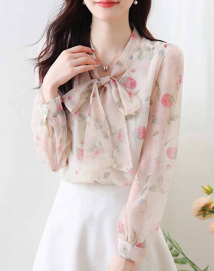 Spring and autumn tender tops puff sleeve shirt for women