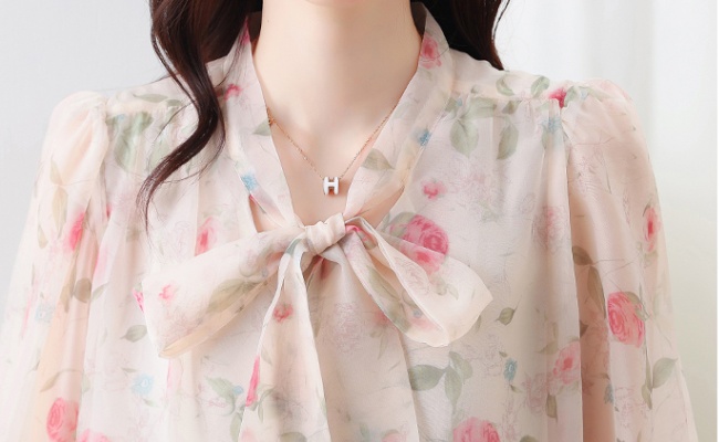Spring and autumn tender tops puff sleeve shirt for women