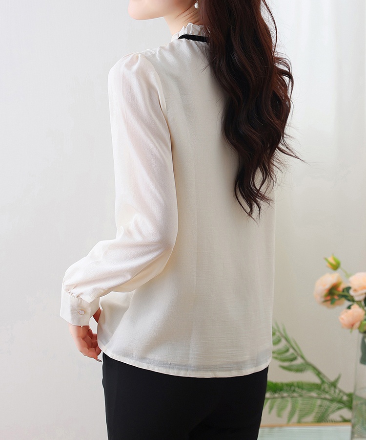 Autumn shirt lotus leaf edges tops for women