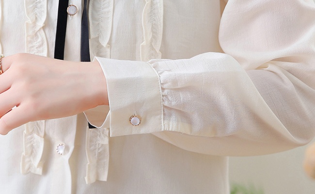 Autumn shirt lotus leaf edges tops for women