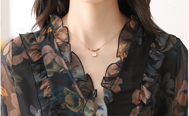 Cover belly V-neck chiffon shirt floral tops for women