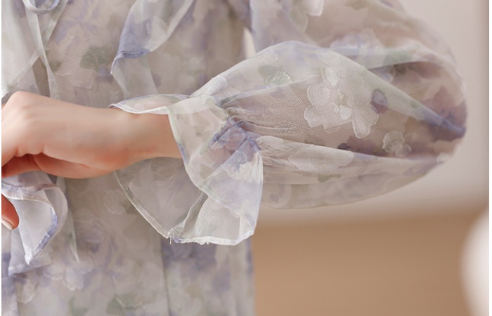 Unique floral tops France style chiffon shirt