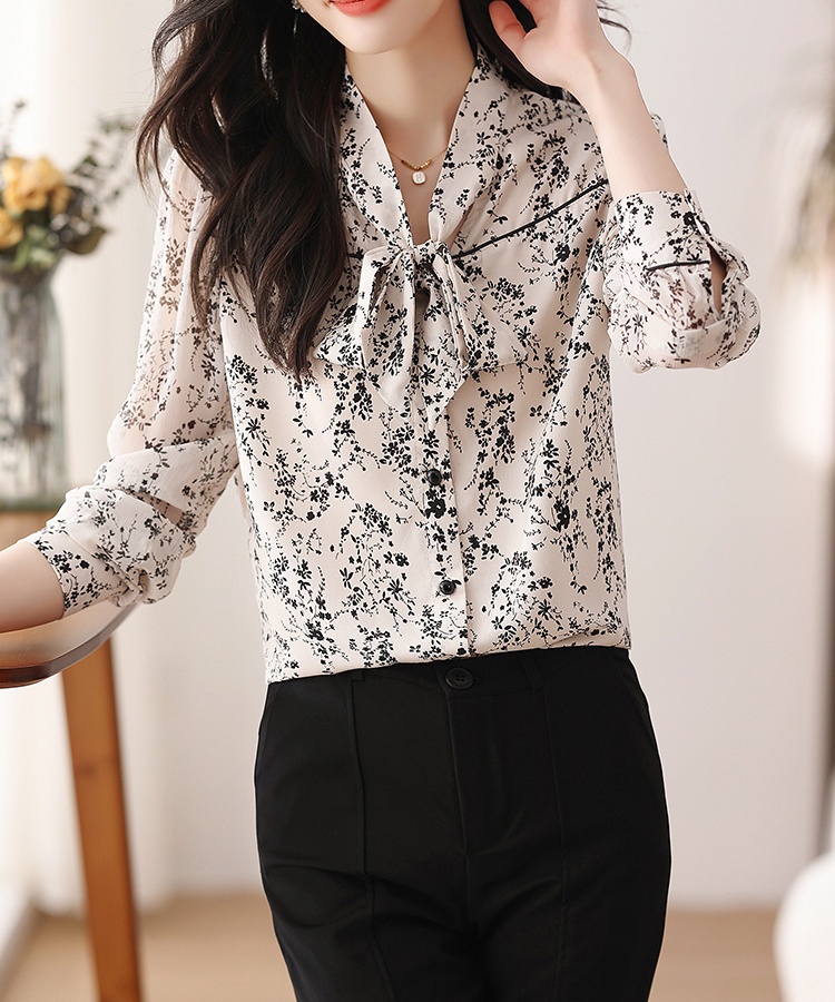 Chiffon autumn tops France style unique shirt for women