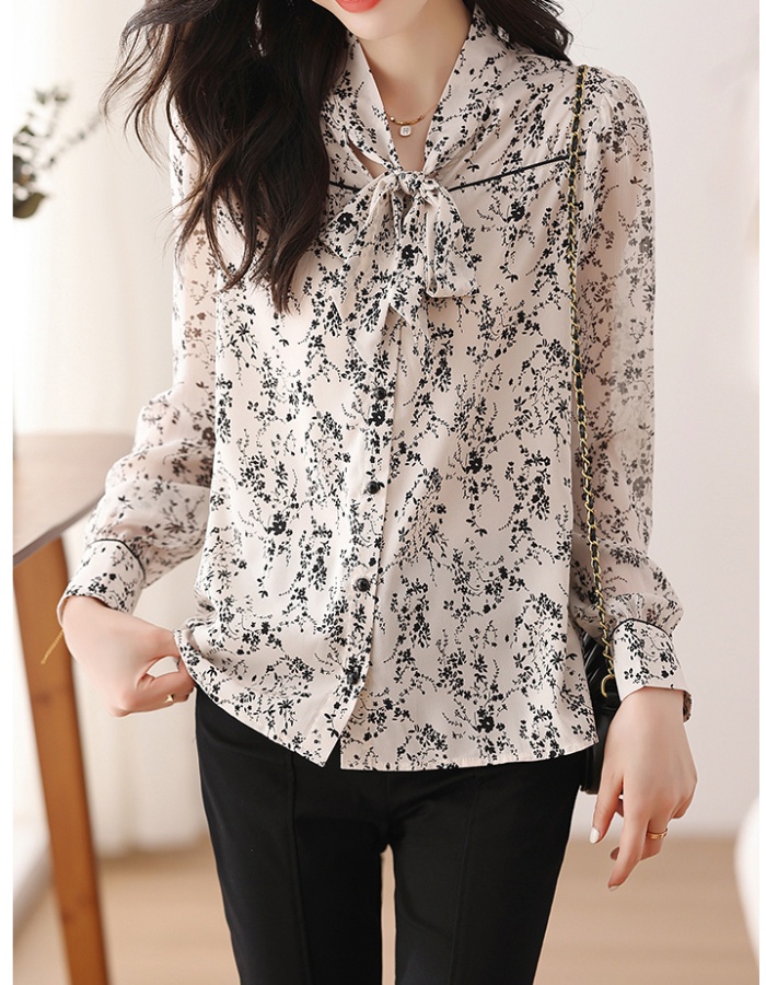 Chiffon autumn tops France style unique shirt for women