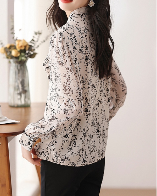 Chiffon autumn tops France style unique shirt for women