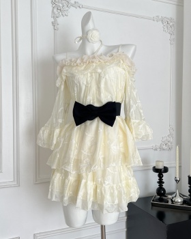 Sweet niche slim tops swan summer short skirt a set