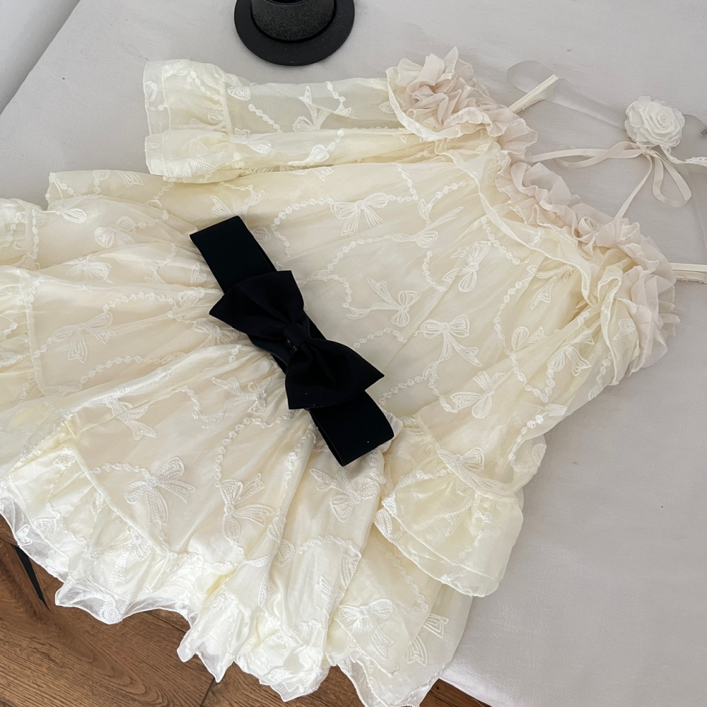 Sweet niche slim tops swan summer short skirt a set