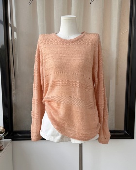 Mohair hollow round neck smock lazy knitted autumn sweater