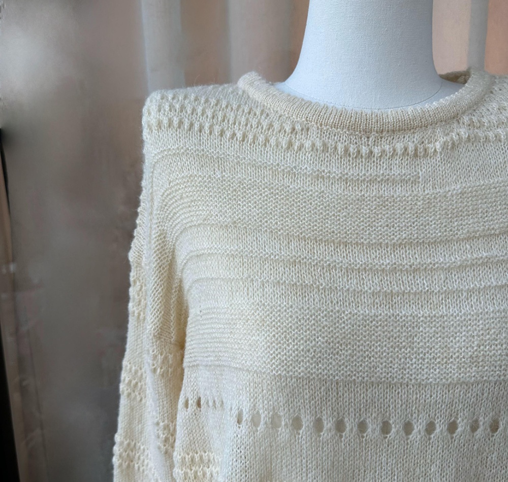 Mohair hollow round neck smock lazy knitted autumn sweater