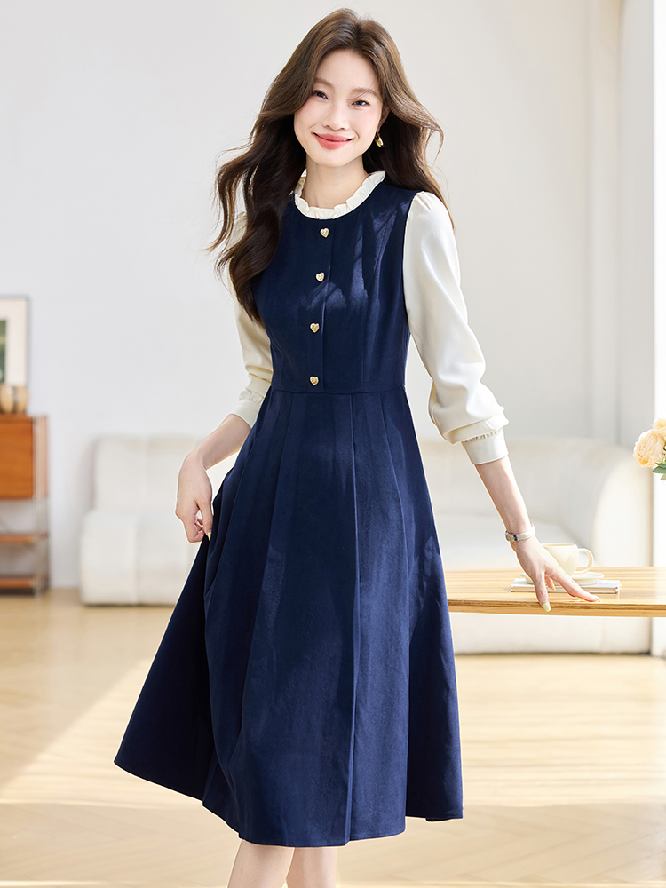 Chanelstyle France style Pseudo-two dress for women