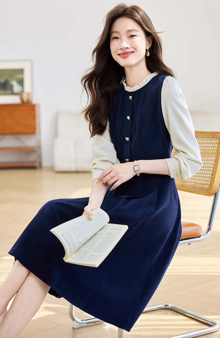 Chanelstyle France style Pseudo-two dress for women