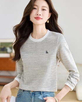All-match round neck tops long sleeve T-shirt for women