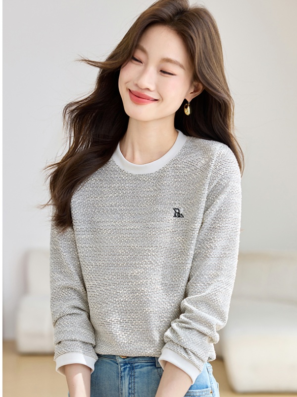 All-match round neck tops long sleeve T-shirt for women