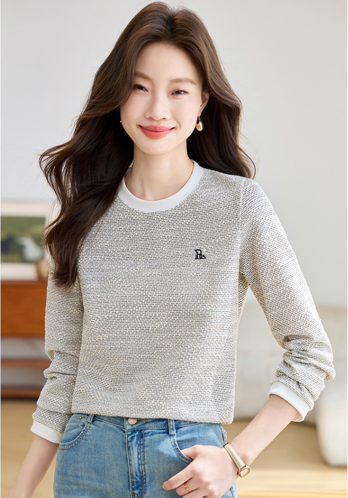 All-match round neck tops long sleeve T-shirt for women