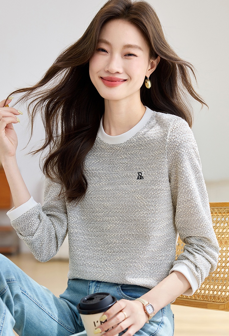 All-match round neck tops long sleeve T-shirt for women