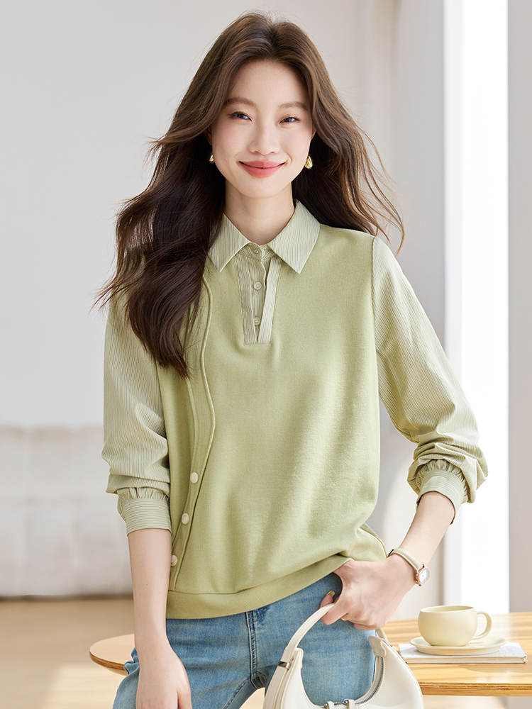 Pseudo-two autumn pullover shirt Casual Korean style hoodie