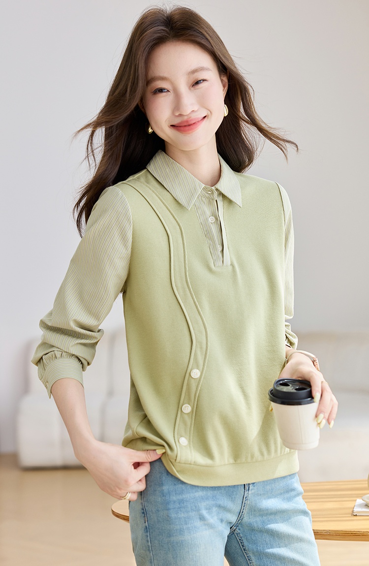 Pseudo-two autumn pullover shirt Casual Korean style hoodie