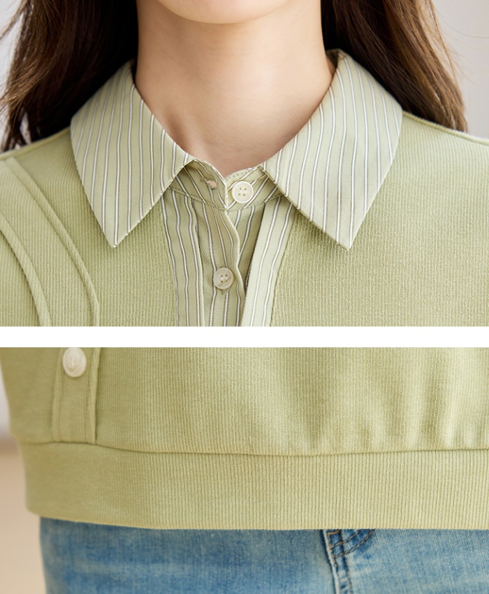Pseudo-two autumn pullover shirt Casual Korean style hoodie