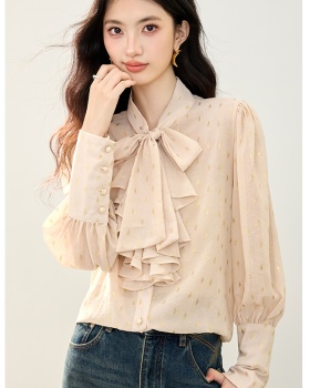 Long sleeve floral shirt France style light tops for women