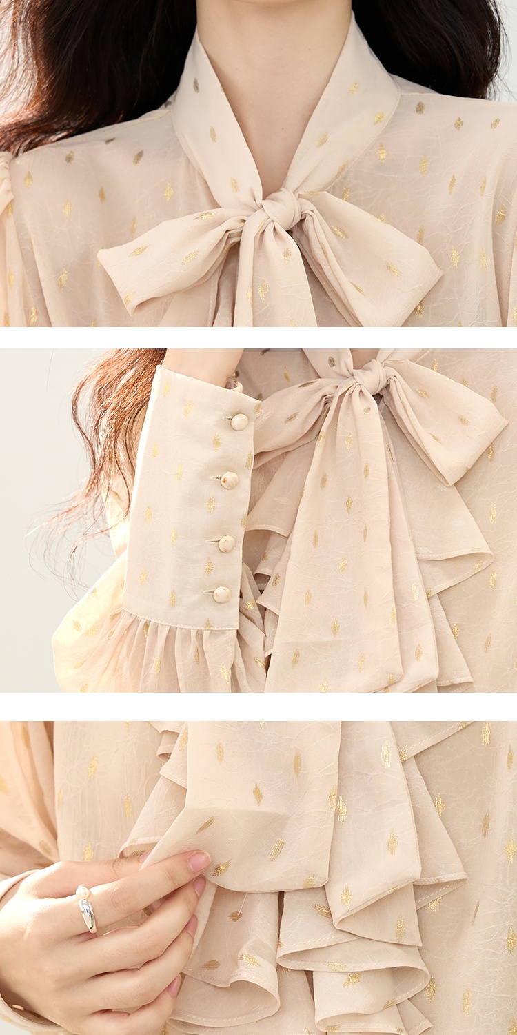 Long sleeve floral shirt France style light tops for women