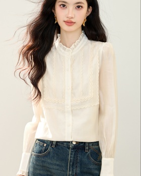 Light luxury show young long sleeve wood ear autumn tops