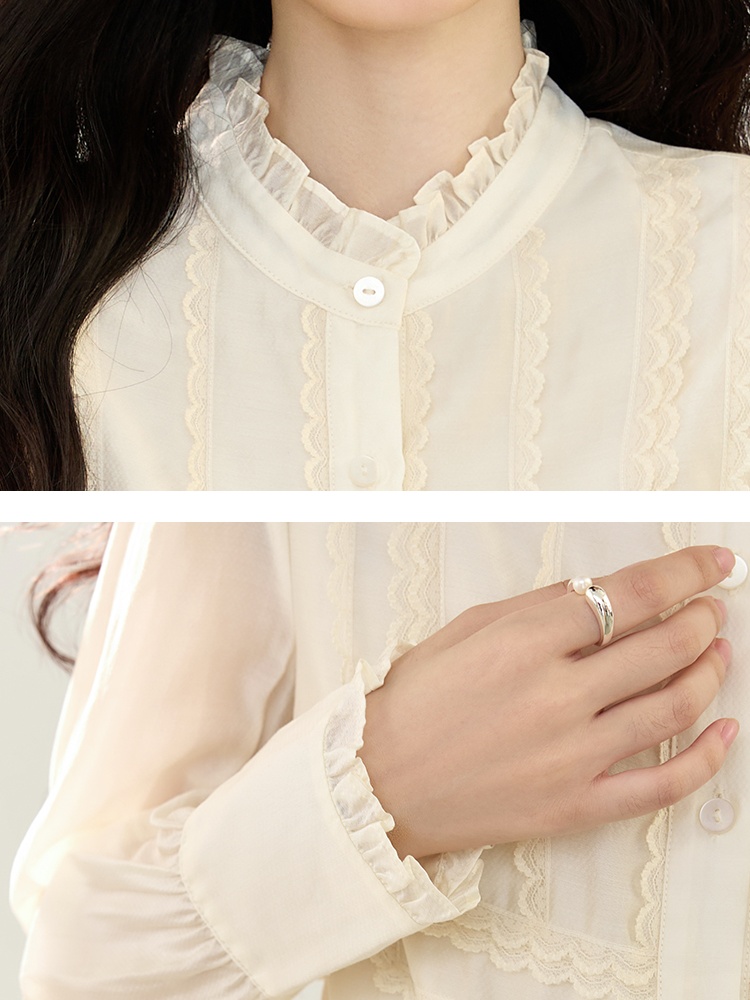 Light luxury show young long sleeve wood ear autumn tops