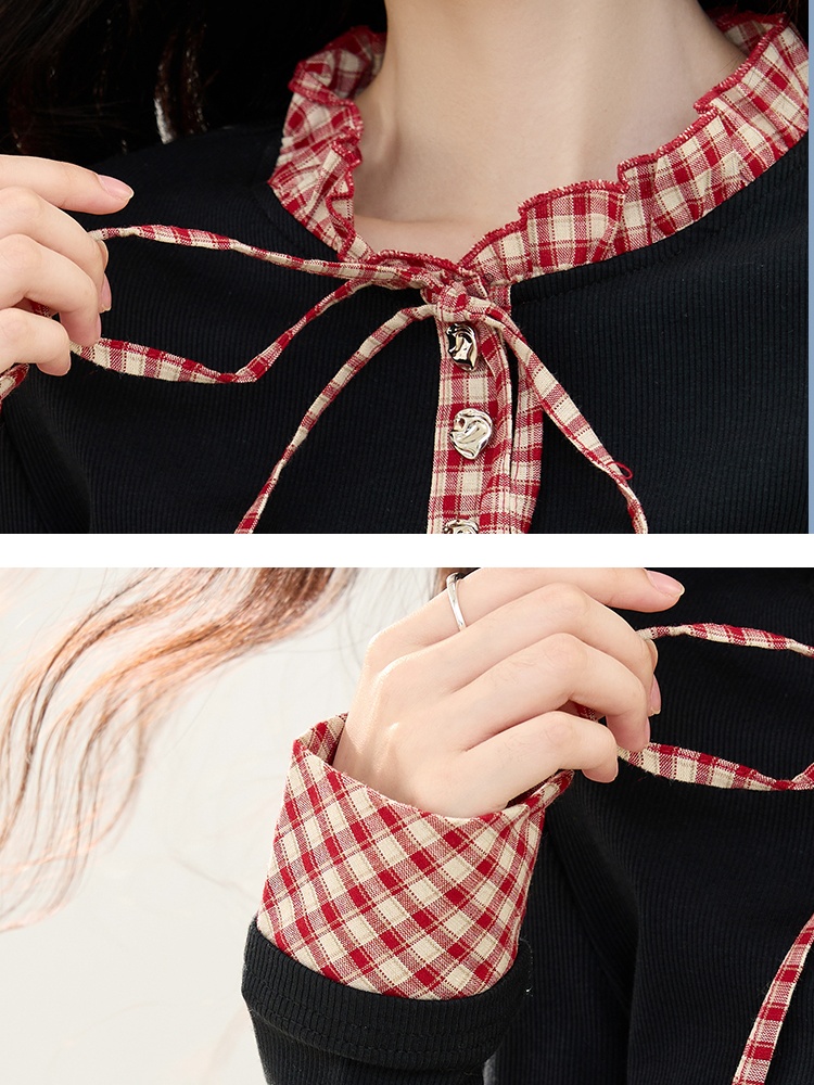 Pseudo-two niche fashion T-shirt autumn frenum tops