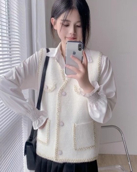 Hemming knitted cardigan imitation of mink hair coat