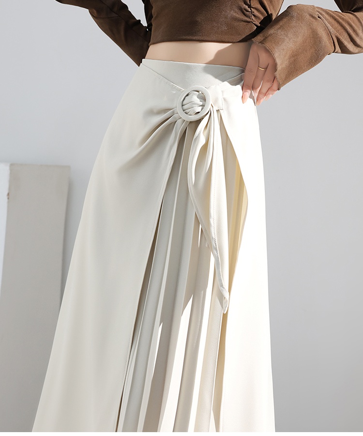 Irregular high waist autumn retro long pleated skirt