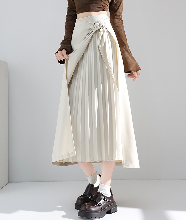 Irregular high waist autumn retro long pleated skirt