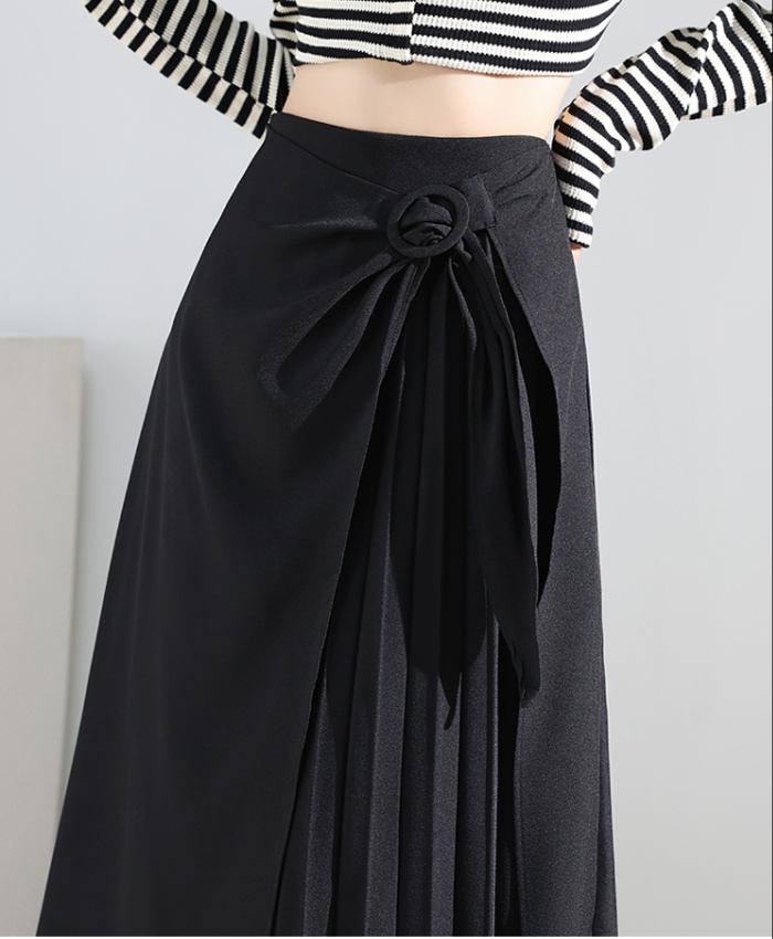 Irregular high waist autumn retro long pleated skirt