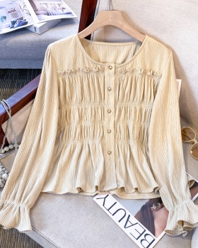 France style slim retro shirt clavicle fold tops