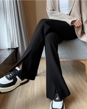 Split high elastic casual pants slim long pants for women