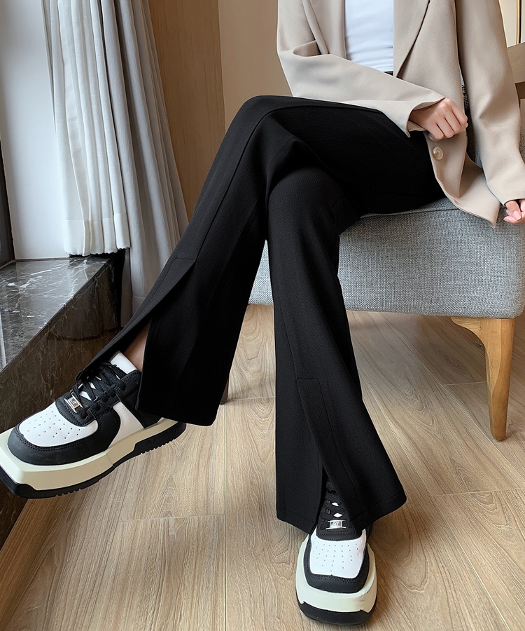 Split high elastic casual pants slim long pants for women
