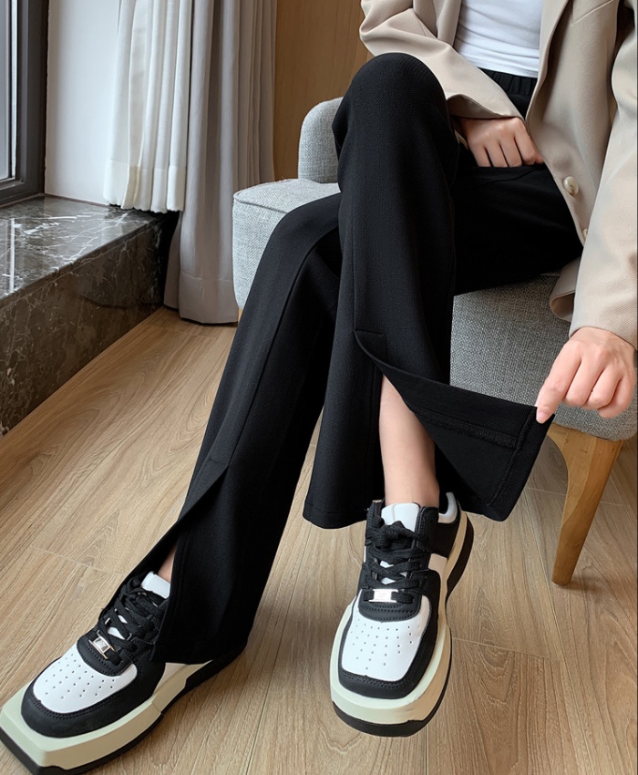 Split high elastic casual pants slim long pants for women