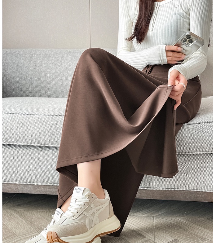 Drawstring autumn long dress high waist skirt for women