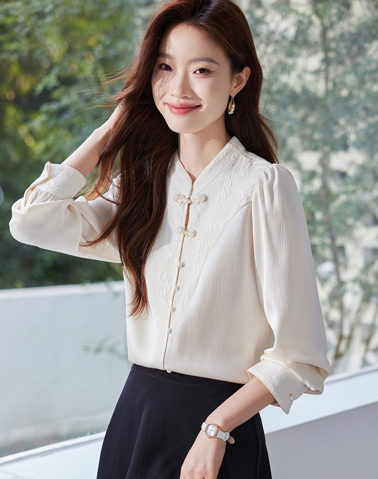 All-match Korean style small shirt autumn splice shirt