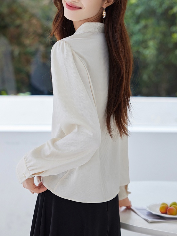 All-match Korean style small shirt autumn splice shirt