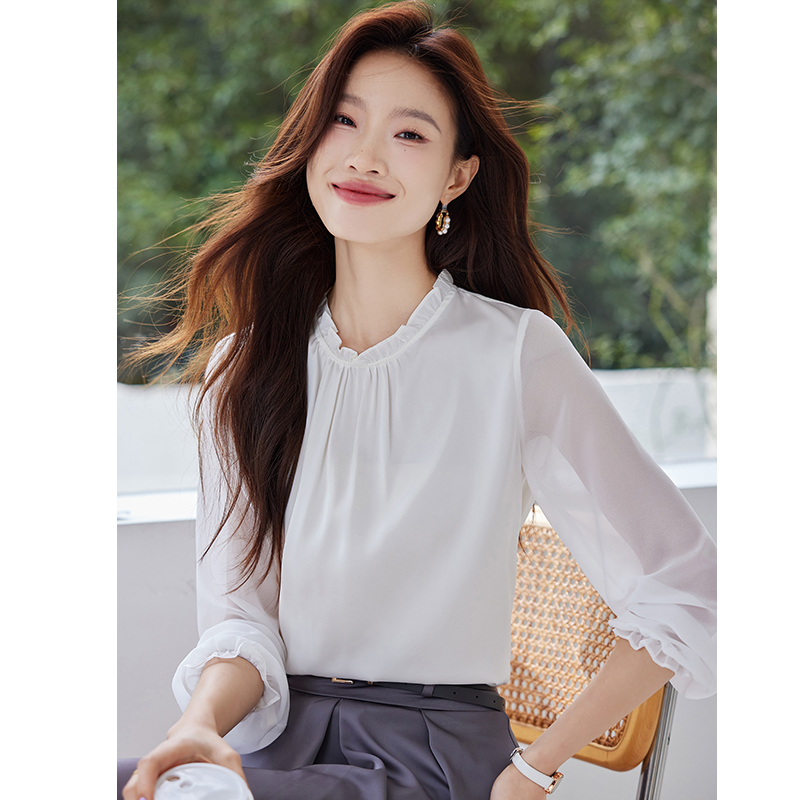 Long sleeve bottoming small shirt splice tops for women