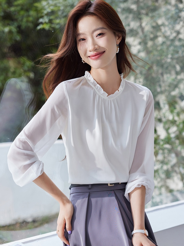Long sleeve bottoming small shirt splice tops for women